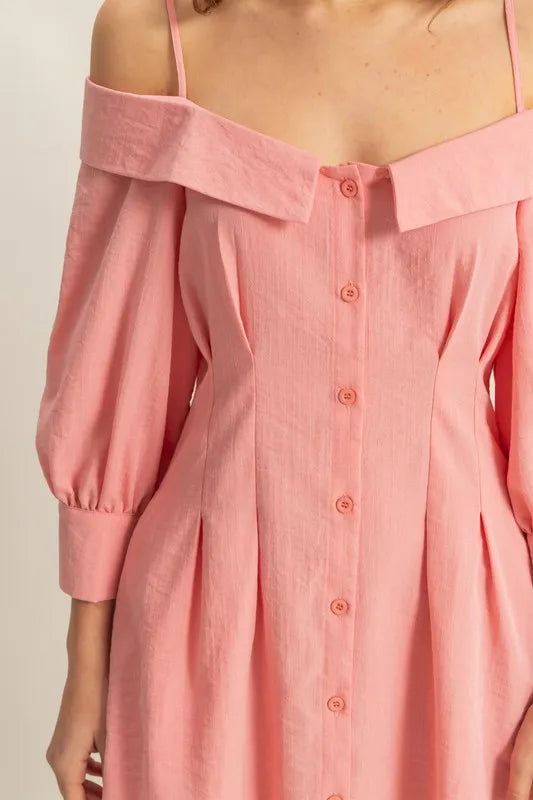 Image of HYFVE Button Down Spaghetti Strap Mini Dress with Pockets | Queeble.shop