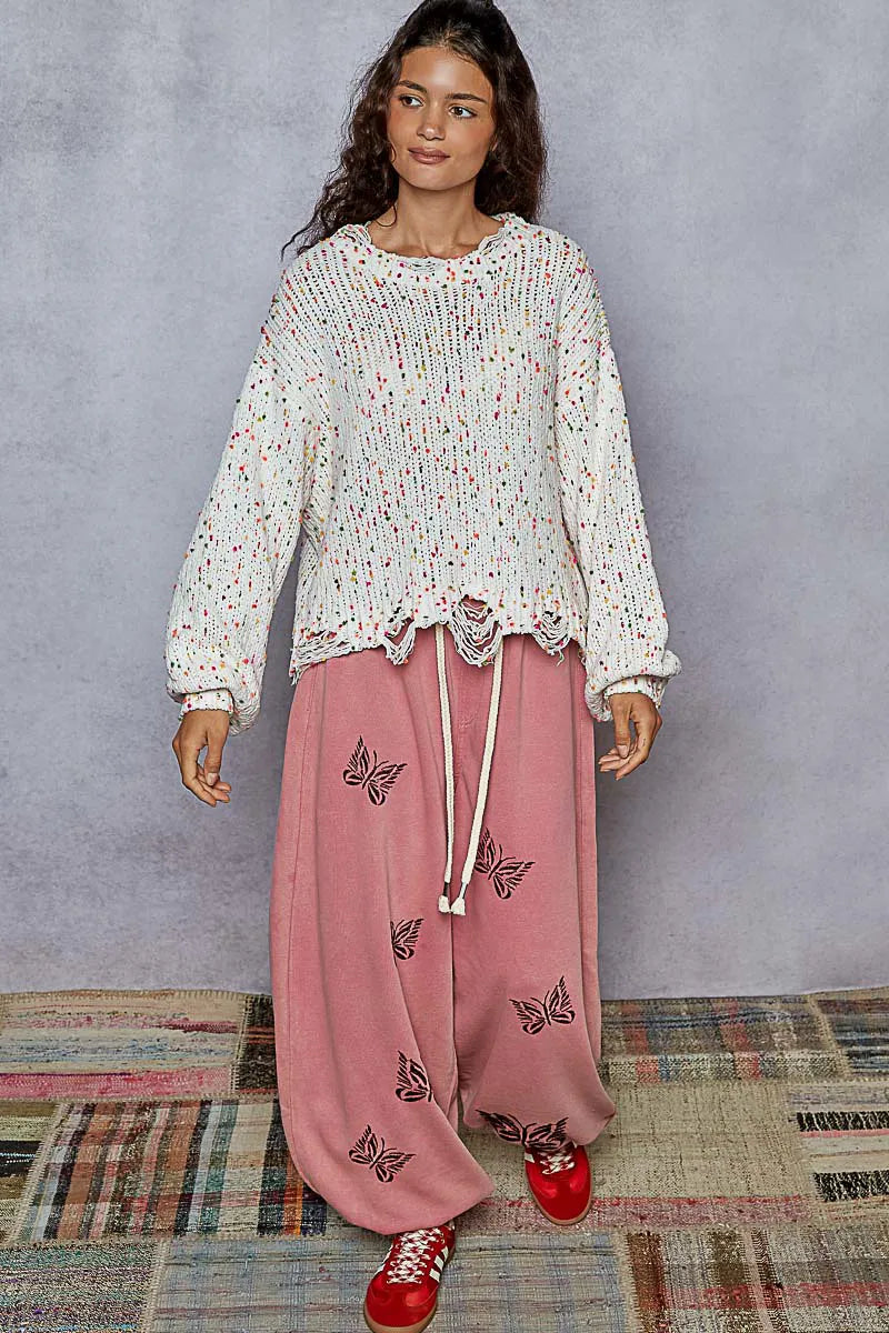 Image of POL Round Neck Fringed Hem Sweater | Queeble.shop