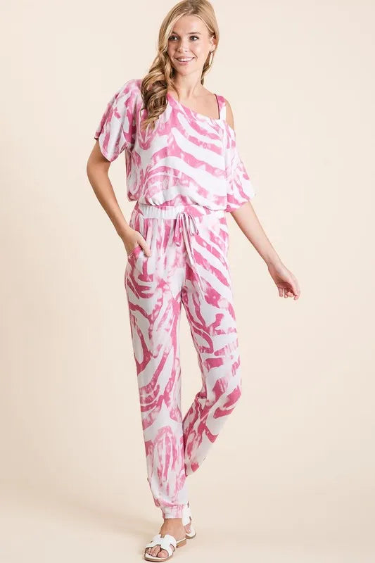 Image of BiBi Zebra Print French Terry Top and Pants Set | Queeble.shop