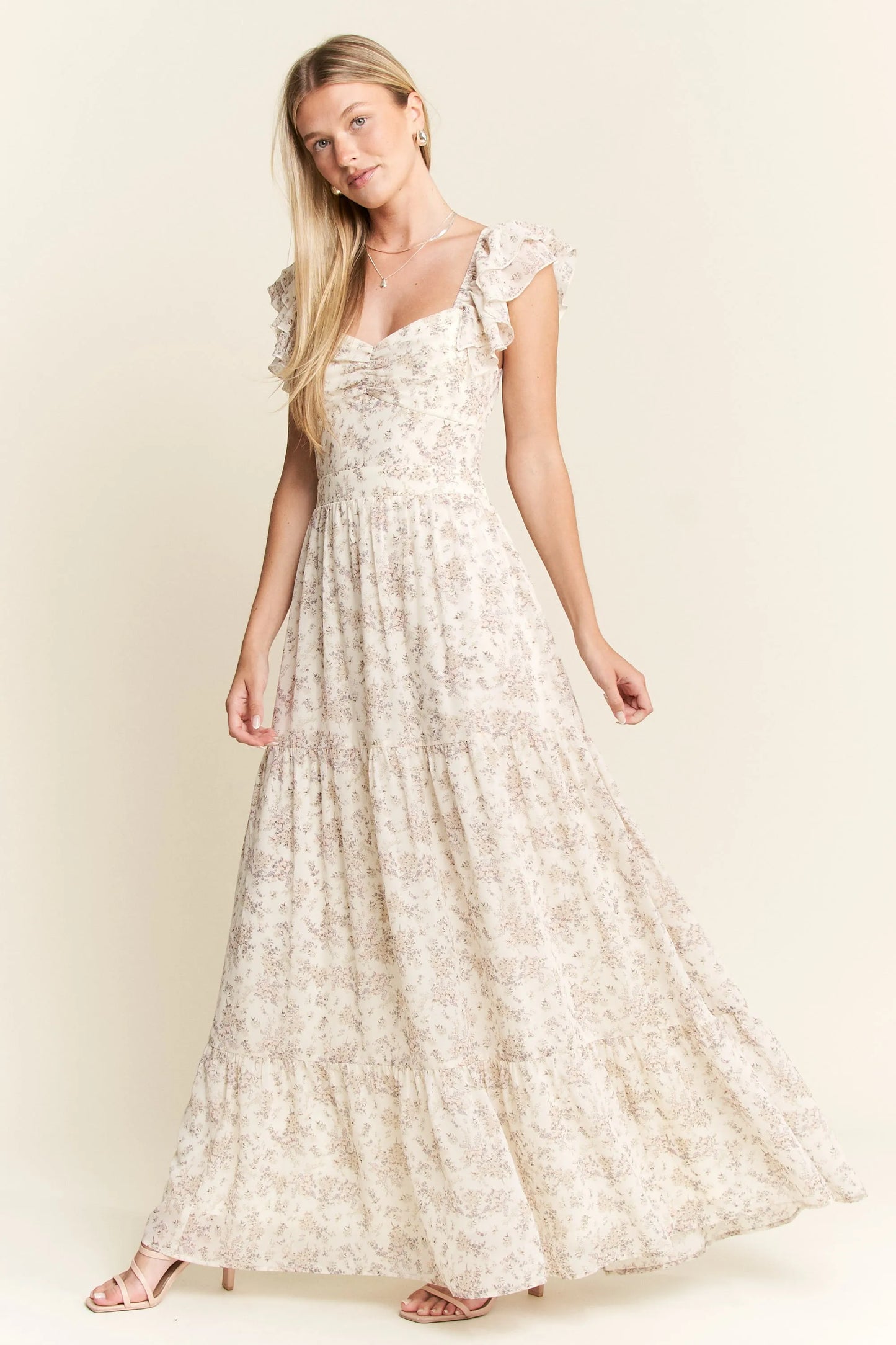 Image of Jade By Jane Full Size Ruffle Sleeve Tiered Maxi Dress Plus Size | Queeble.shop