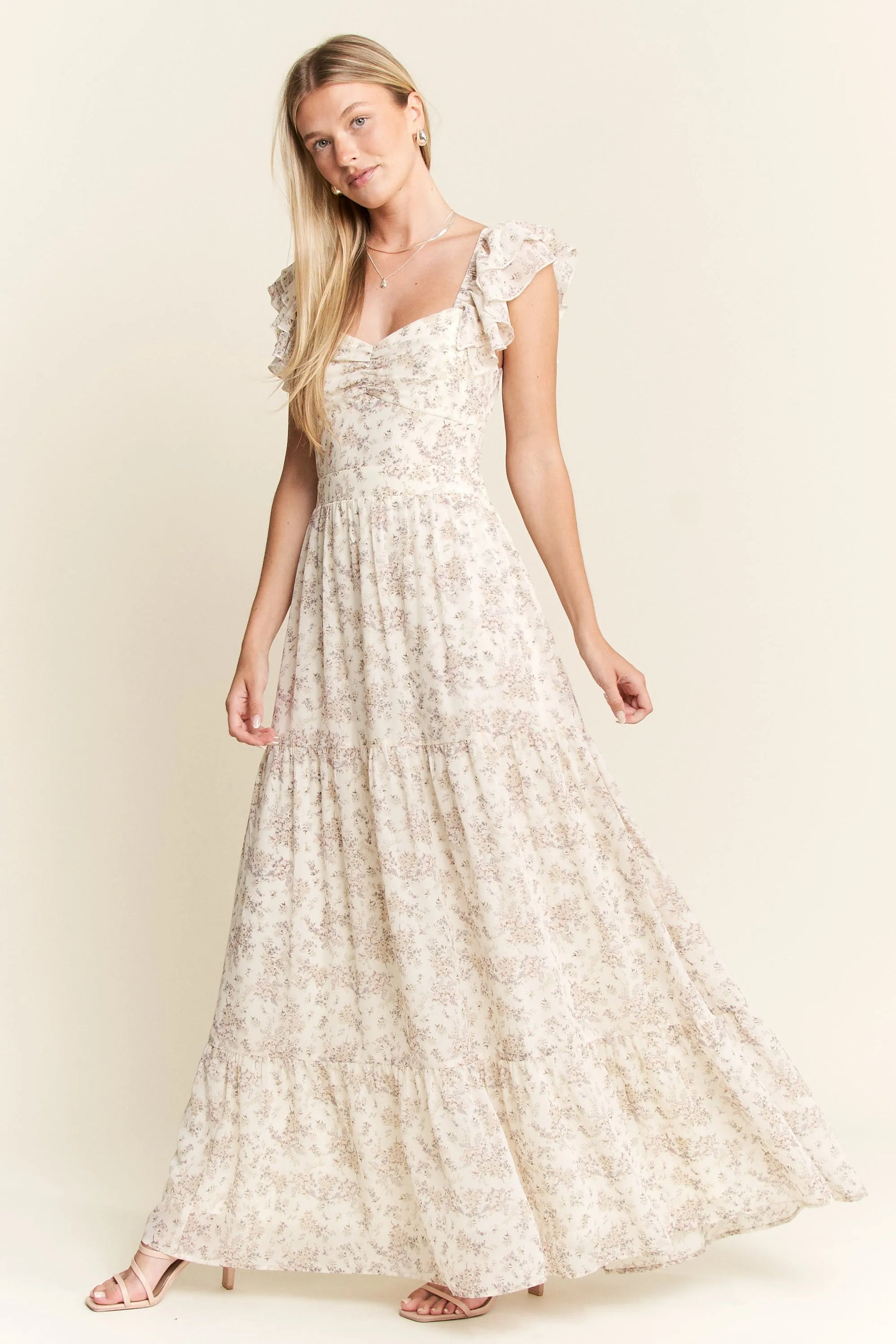 Image of Jade By Jane Full Size Ruffle Sleeve Tiered Maxi Dress Plus Size | Queeble.shop