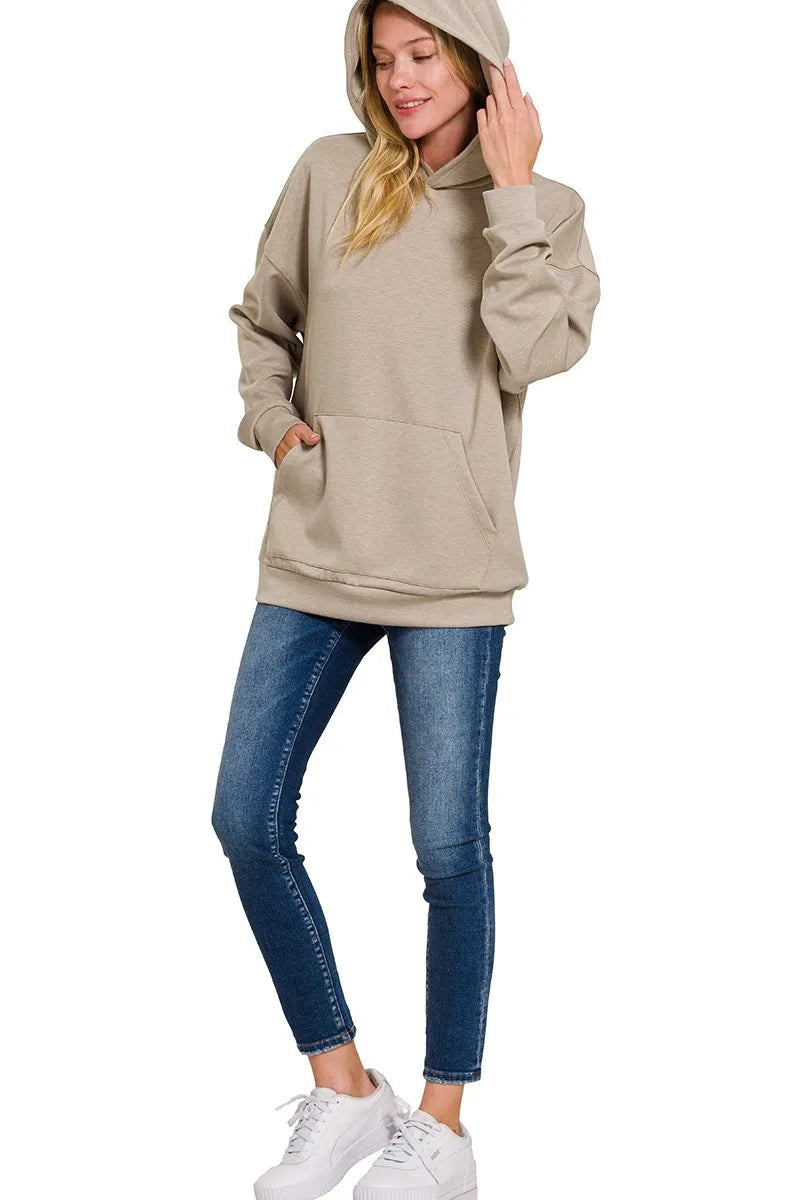 Image of Zenana Oversized Scuba Hoodie with Kangaroo Pocket | Queeble.shop