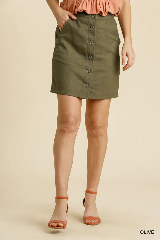 Image of Umgee Button Down Skirt with Pockets | Queeble.shop