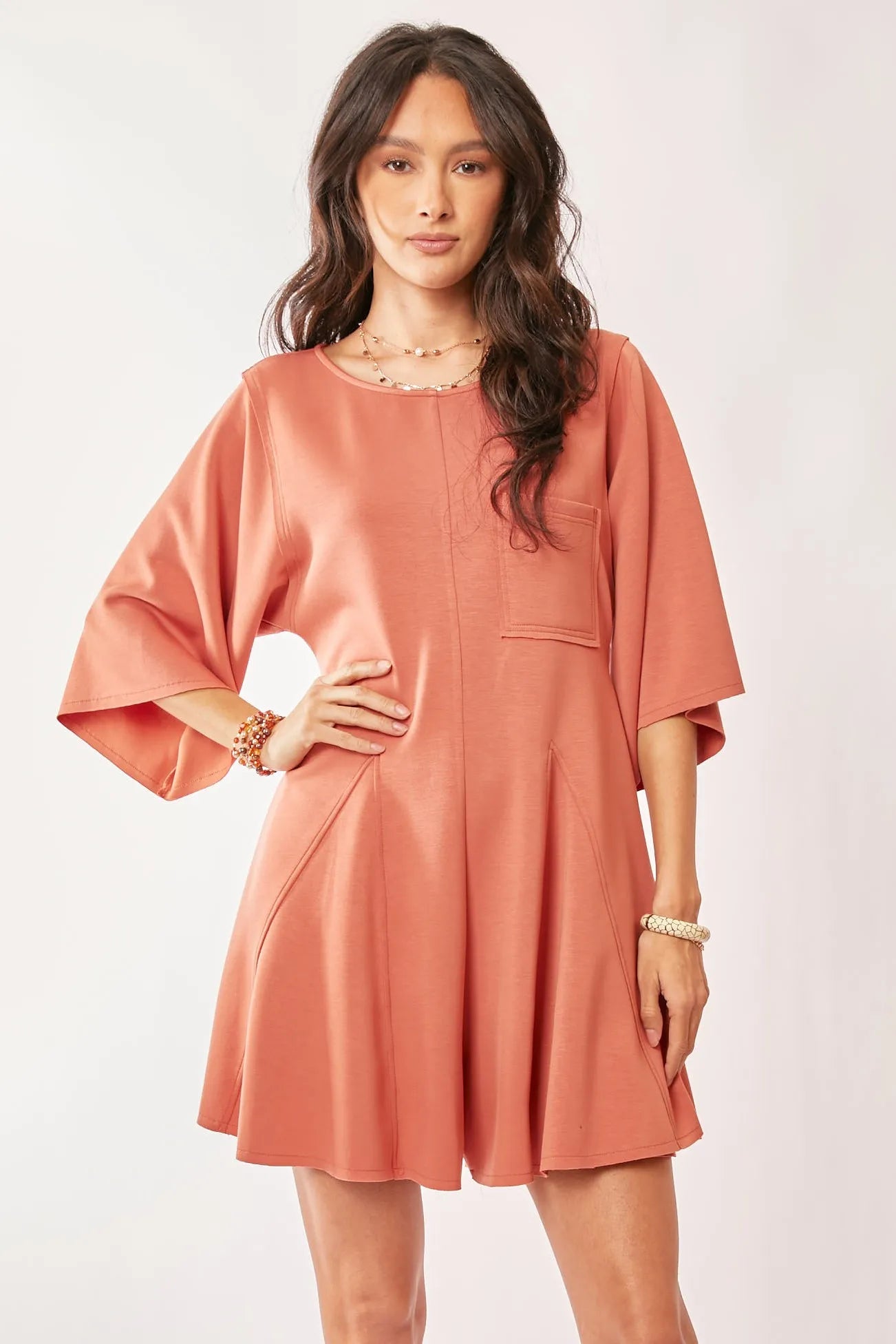 Image of Davi & Dani Solid Draped Sleeve Ties Back Skort Romper | Queeble.shop