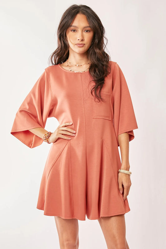 Image of Davi & Dani Solid Draped Sleeve Ties Back Skort Romper | Queeble.shop