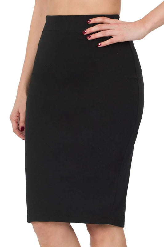 Image of Zenana Premium Cotton Basic Knee Skirt | Queeble.shop