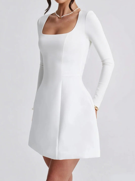 Image of Square Neck Long Sleeve Mini Dress | Queeble.shop