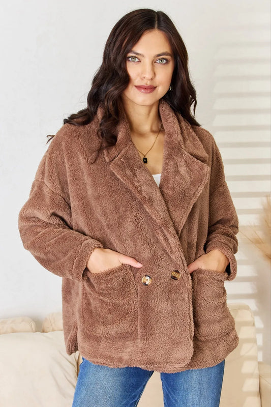 Image of Culture Code Double Breasted Fuzzy Coat | Queeble.shop