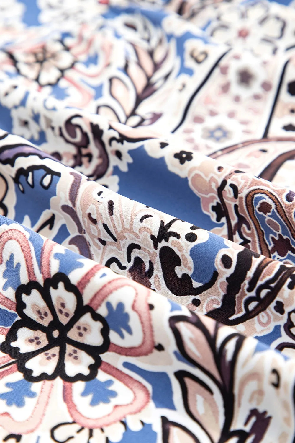 Image of Paisley Print Twist Detail Smocked Back Spaghetti Straps Dress | Queeble.shop