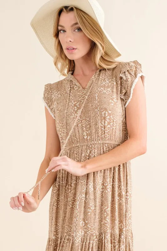 Image of And The Why Boho Printed Tiered Maxi Dress | Queeble.shop
