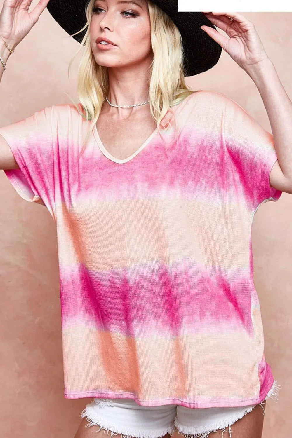 Image of BiBi Tiedye Printed Hacci Knit Top | Queeble.shop