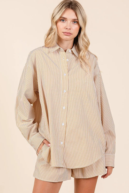 Image of Mittoshop Striped Shirt and Shorts Set | Queeble.shop