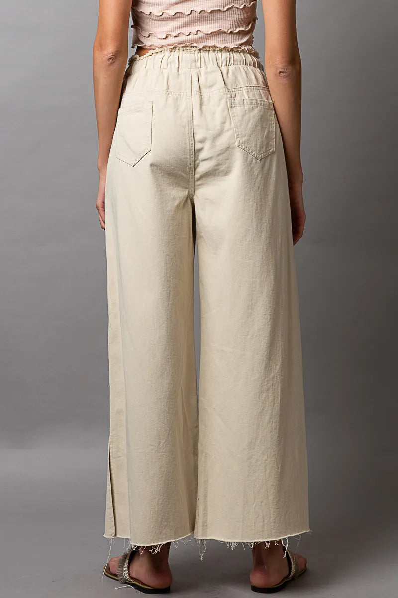 Image of POL Distressed Drawstring Slit Wide leg Pants | Queeble.shop