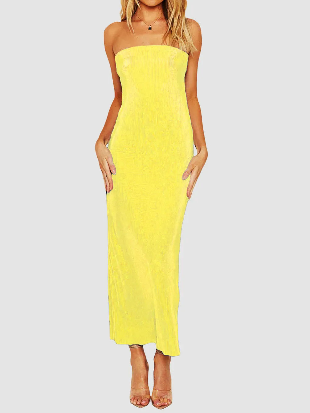 Image of Lace-Up Back Tube Maxi Dress | Queeble.shop