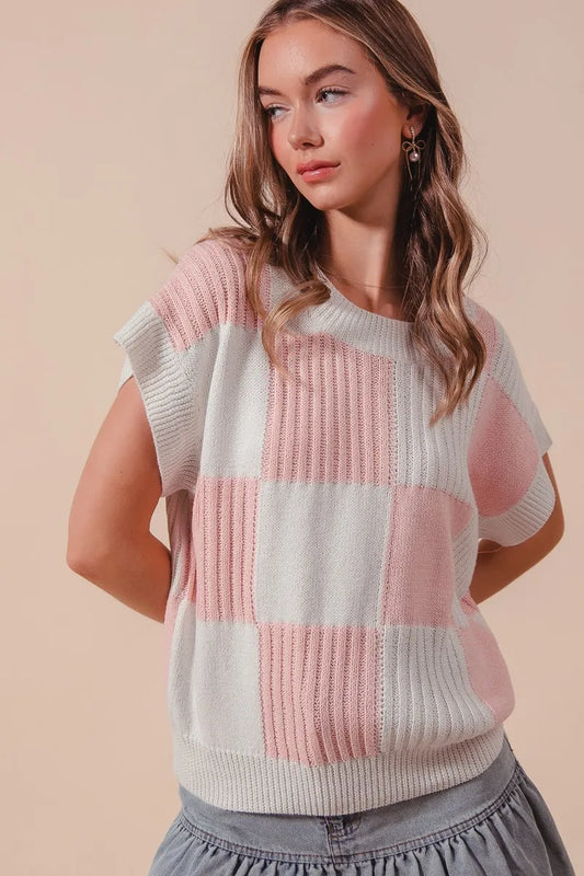 Image of SO ME Check Plaid Casual Sweater Top | Queeble.shop
