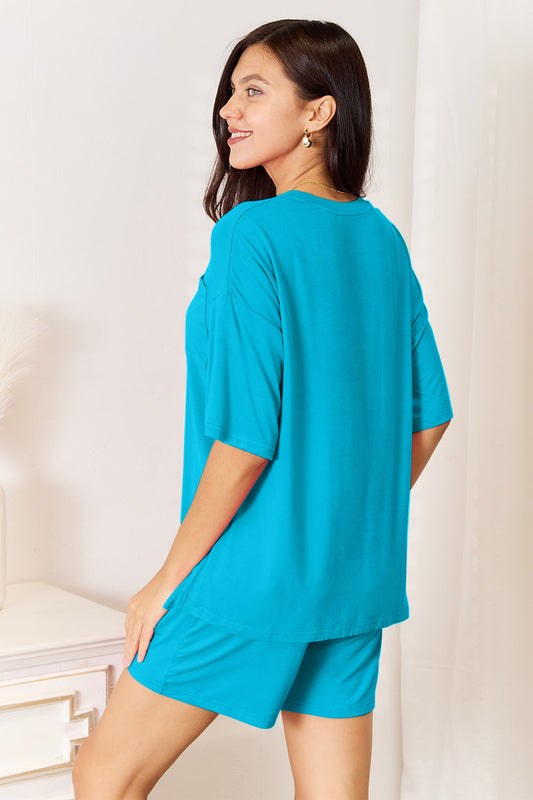 Image of Basic Bae Full Size Soft Rayon Half Sleeve Top and Shorts Set | Queeble.shop
