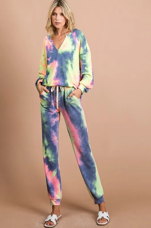 Image of BiBi Tie Dye French Terry Casual Pants | Queeble.shop