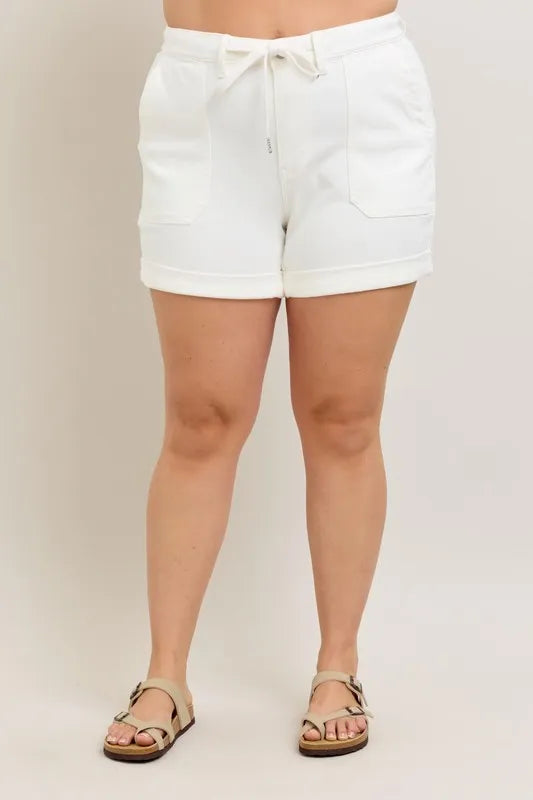 Image of Judy Blue Full Size High Waist Cuff Denim Shorts Plus Size | Queeble.shop