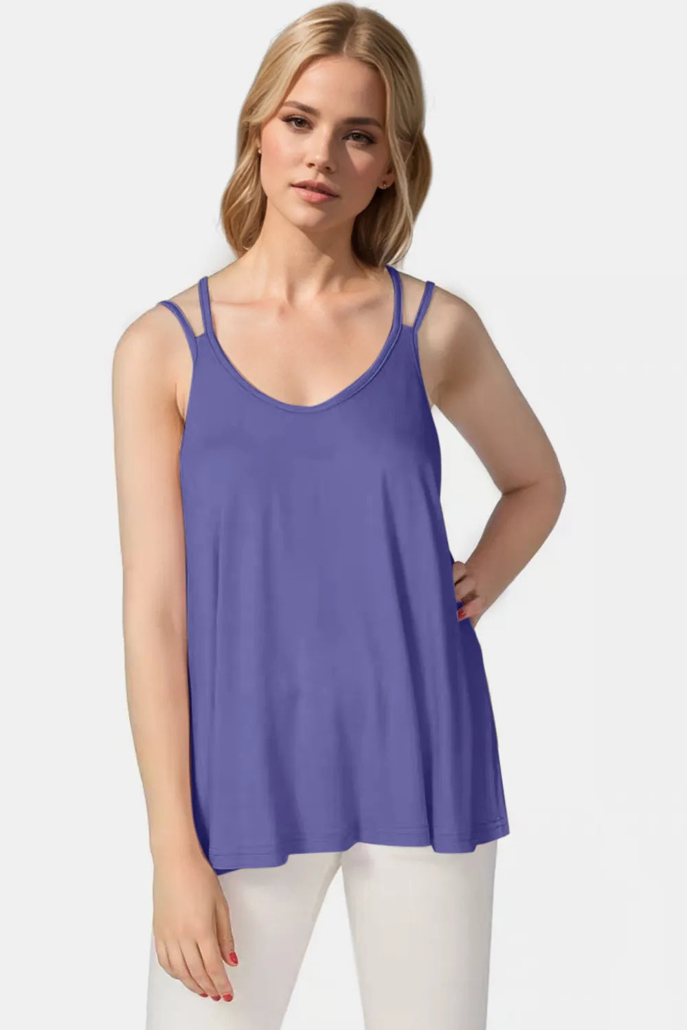 Image of Basic Bae Bamboo Scoop Neck Double Spaghetti Straps Cami | Queeble.shop