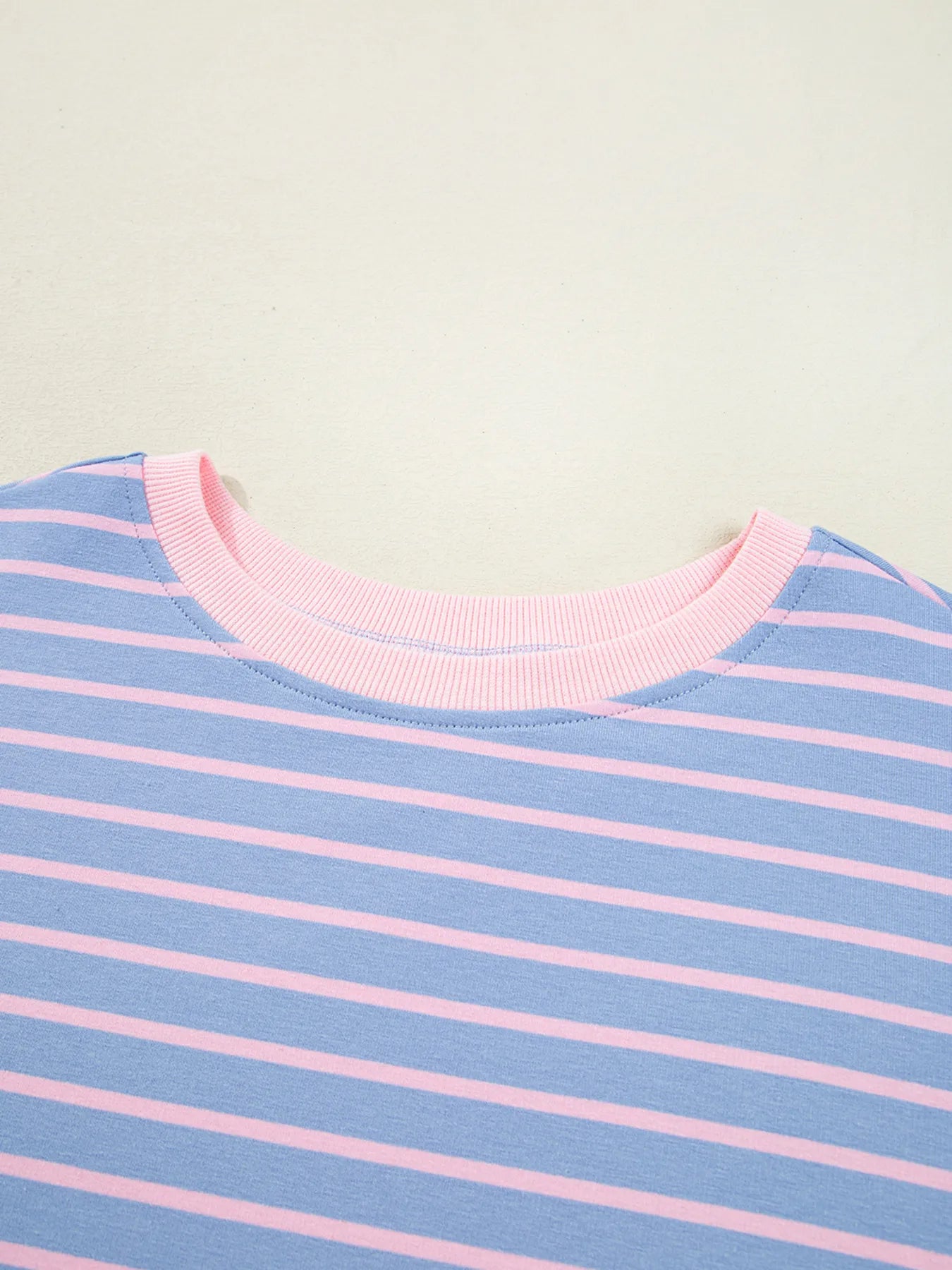 Image of Stripe Oversize Contrast Trim Drop Shoulder Sweatshirt | Queeble.shop