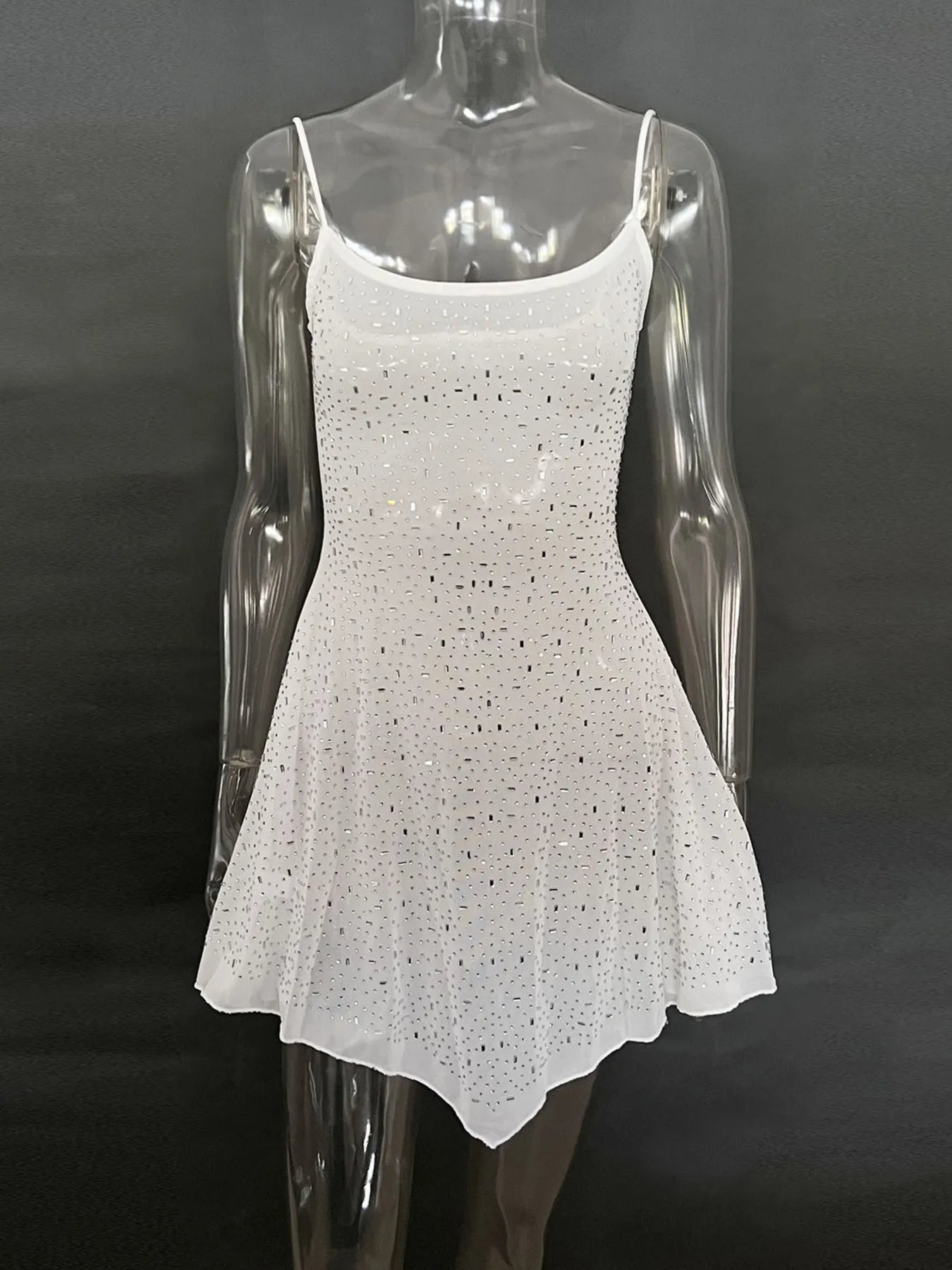 Image of Rhinestone Decor Mini Cami Dress | Queeble.shop