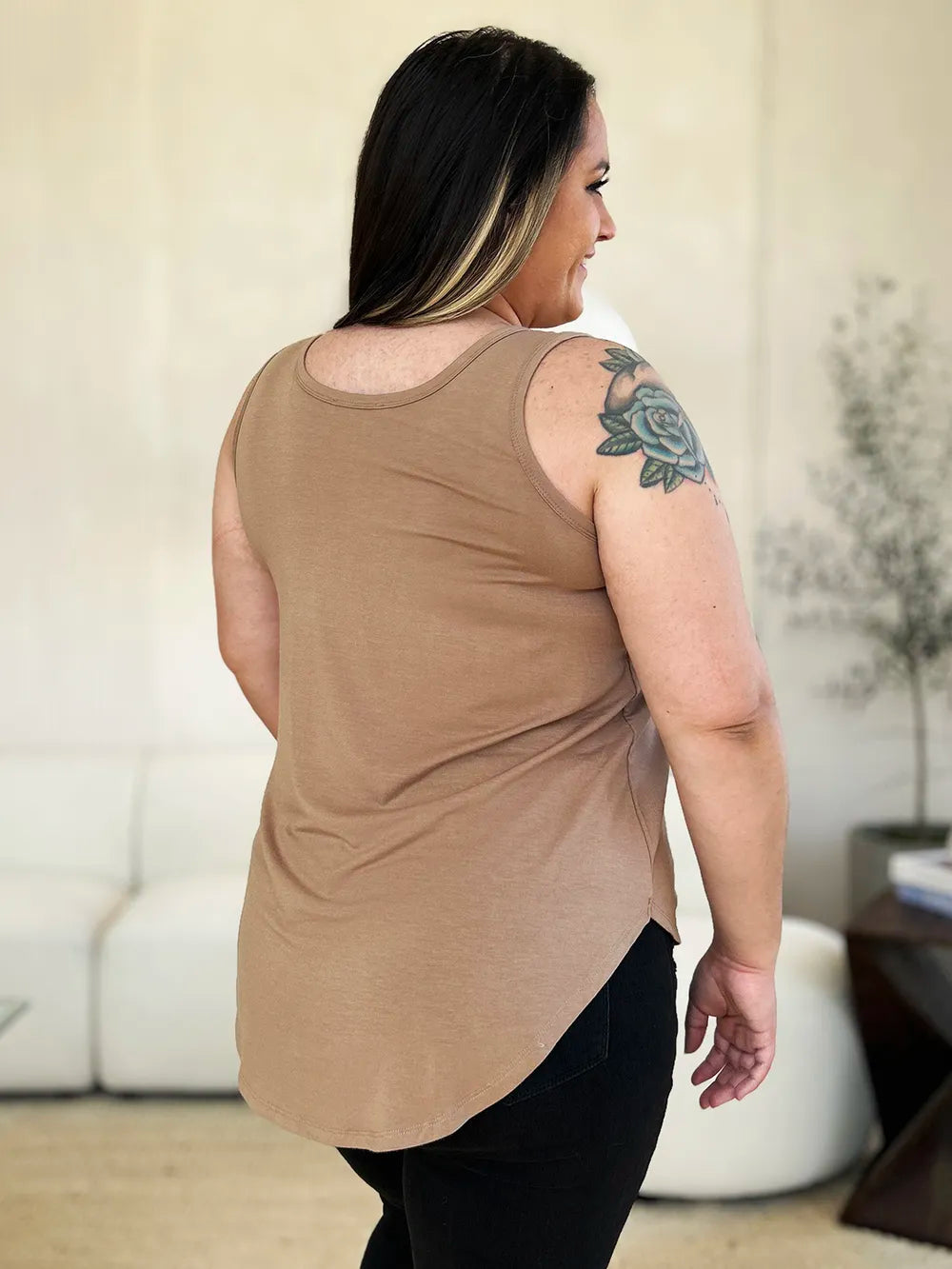 Image of Basic Bae Full Size Round Neck Curved Hem Tank | Queeble.shop