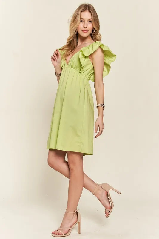 Image of ADORA Smocked Back Ruffled Cap Sleeve Babydoll Dress | Queeble.shop