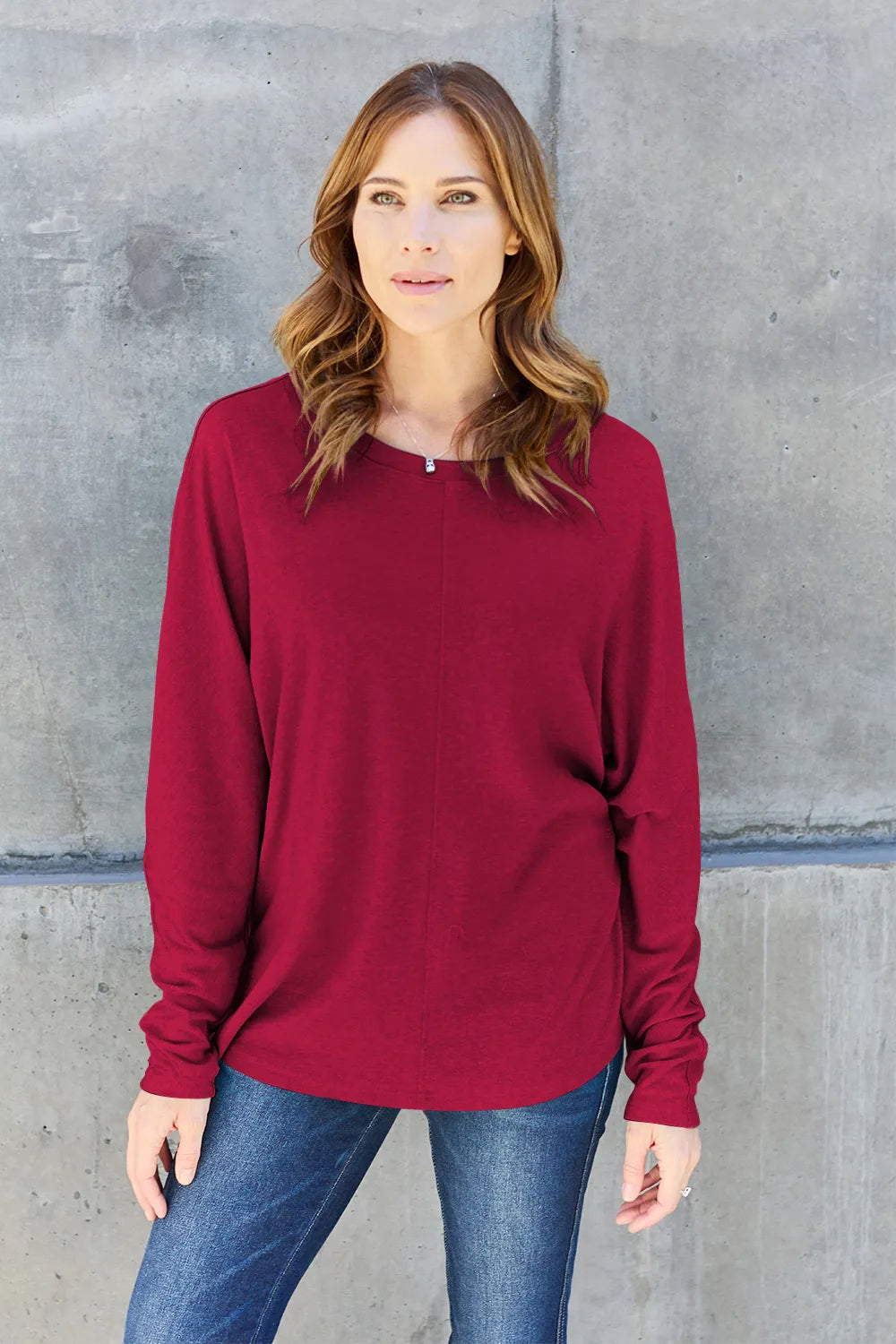 Image of Double Take Full Size Round Neck Long Sleeve T-Shirt | Queeble.shop