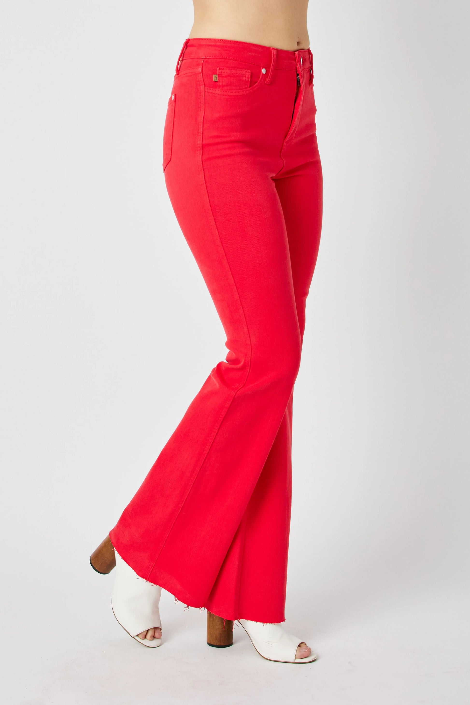 Image of Judy Blue Full Size Hw Tummy Control Garment Dyed Flare Jeans Plus Size | Queeble.shop