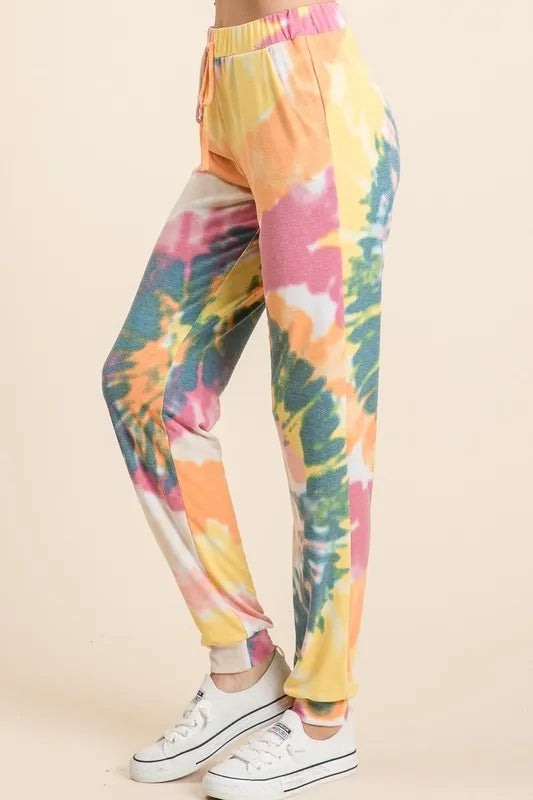 Image of BiBi Tie Dye French Terry Casual Pants | Queeble.shop