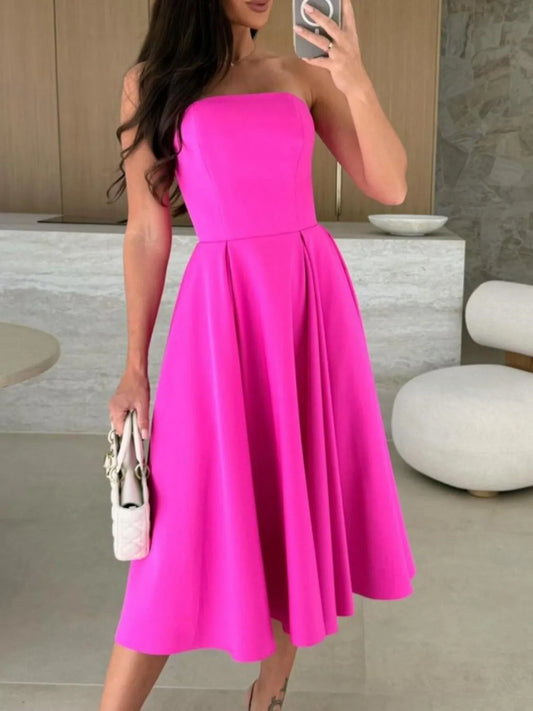Image of Solid Color Tube Midi Dress | Queeble.shop