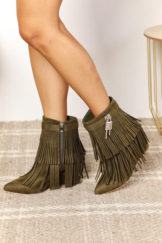 Image of Legend Women's Tassel Wedge Heel Ankle Booties | Queeble.shop