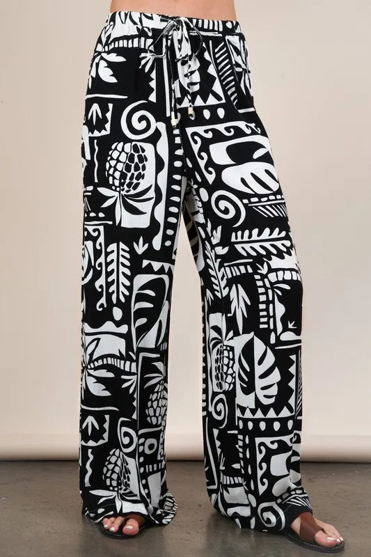 Image of VERY J Printed Casual Wide Leg Resort Pants | Queeble.shop