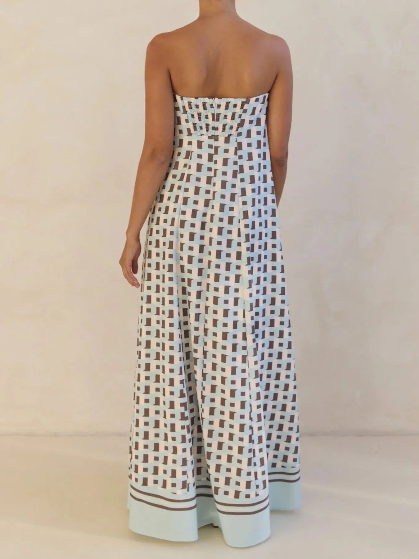 Image of Smocked Printed Tube Maxi Dress | Queeble.shop