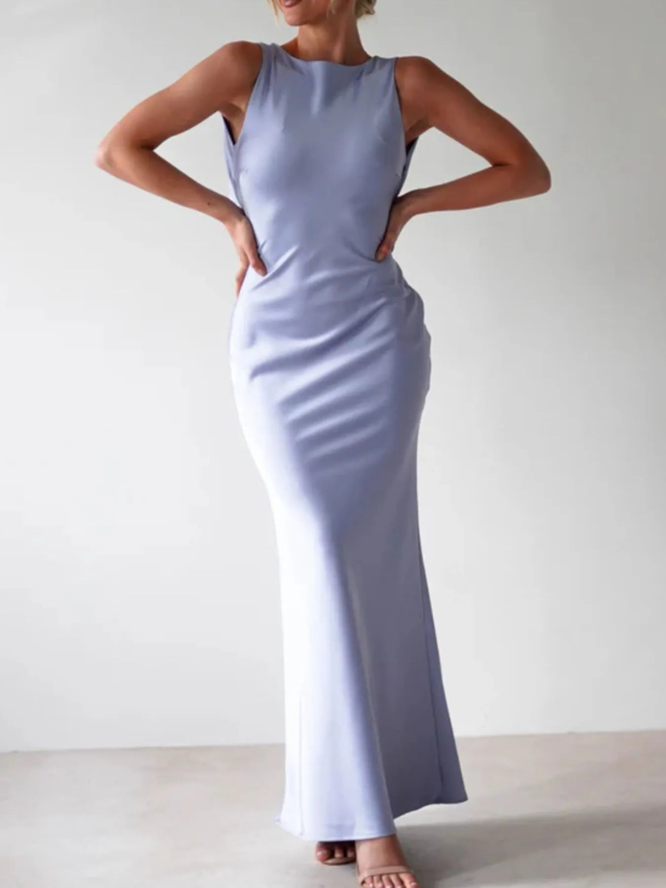 Image of Satin Sleeveless Maxi Dress | Queeble.shop