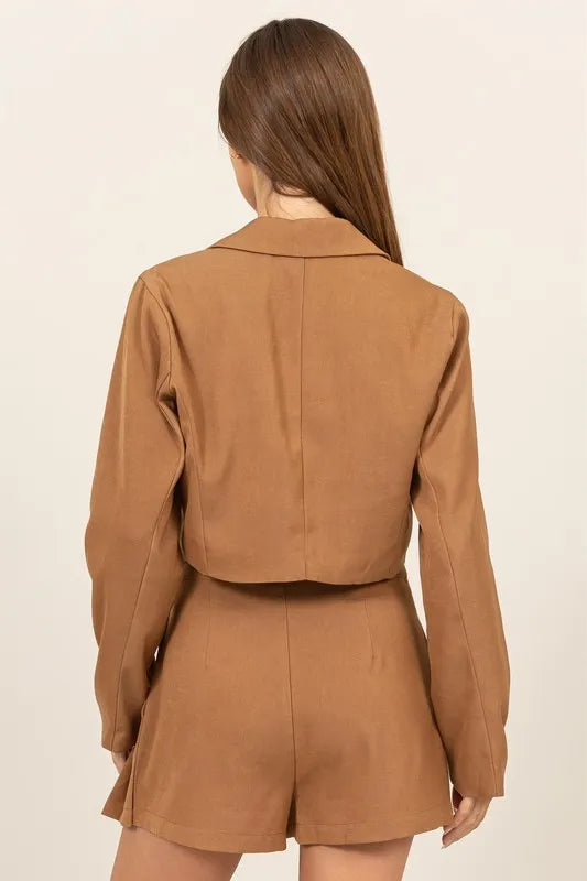 Image of HYFVE Cropped Button-Down Blazer | Queeble.shop