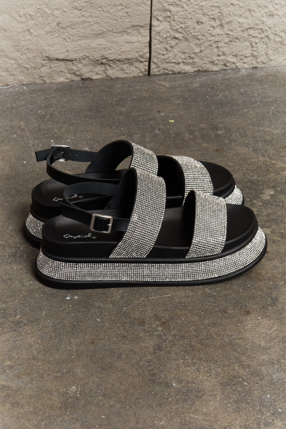 Image of Qupid  Shine On Platform Rhinestone Slingback Sandal | Queeble.shop