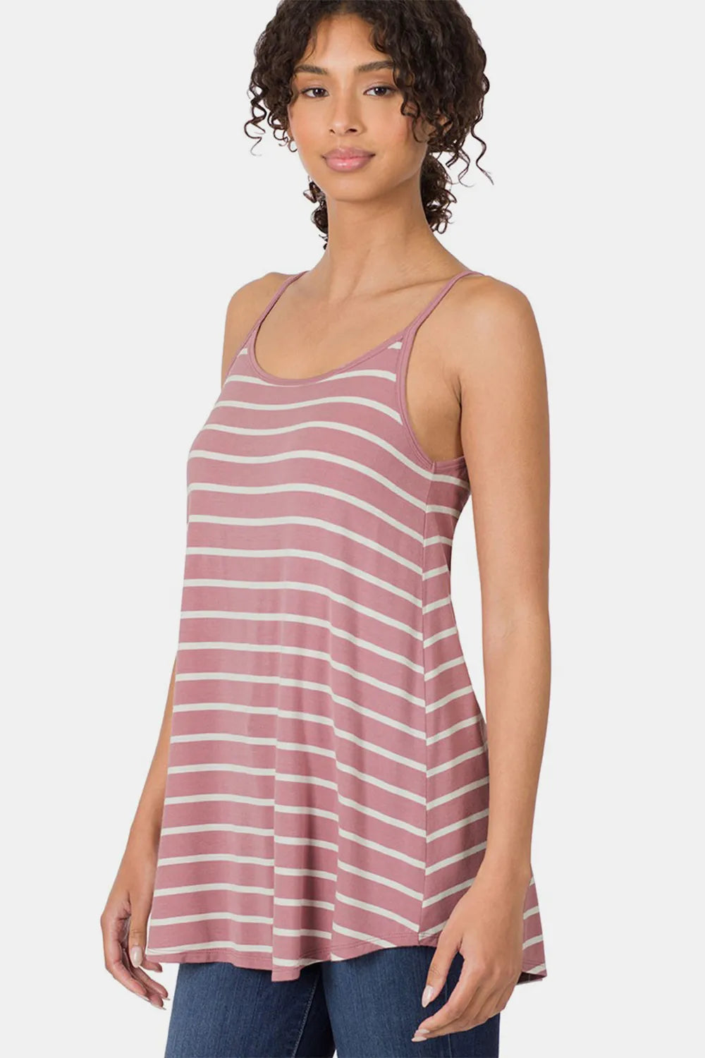 Image of Zenana Striped Curved Hem Cami | Queeble.shop