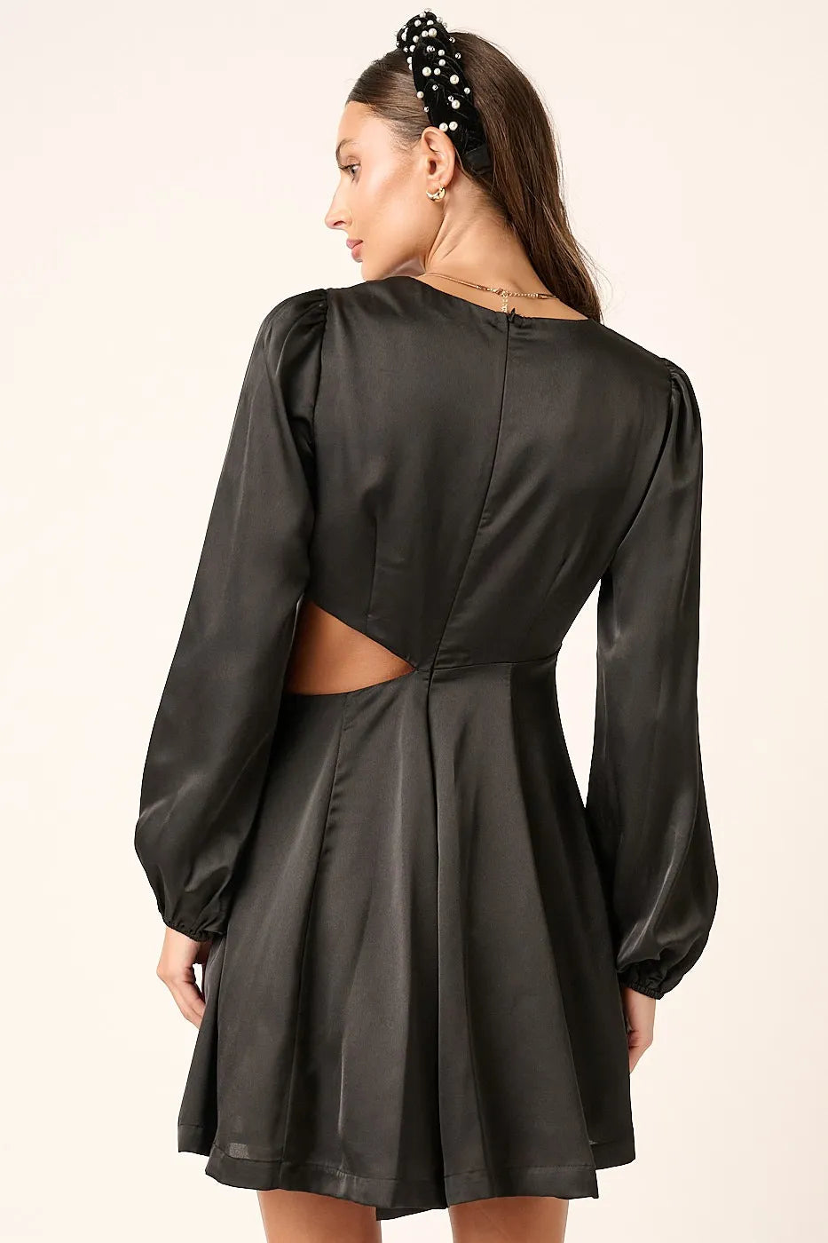 Image of Mittoshop Satin Side Cutout Detail Mini Dress | Queeble.shop