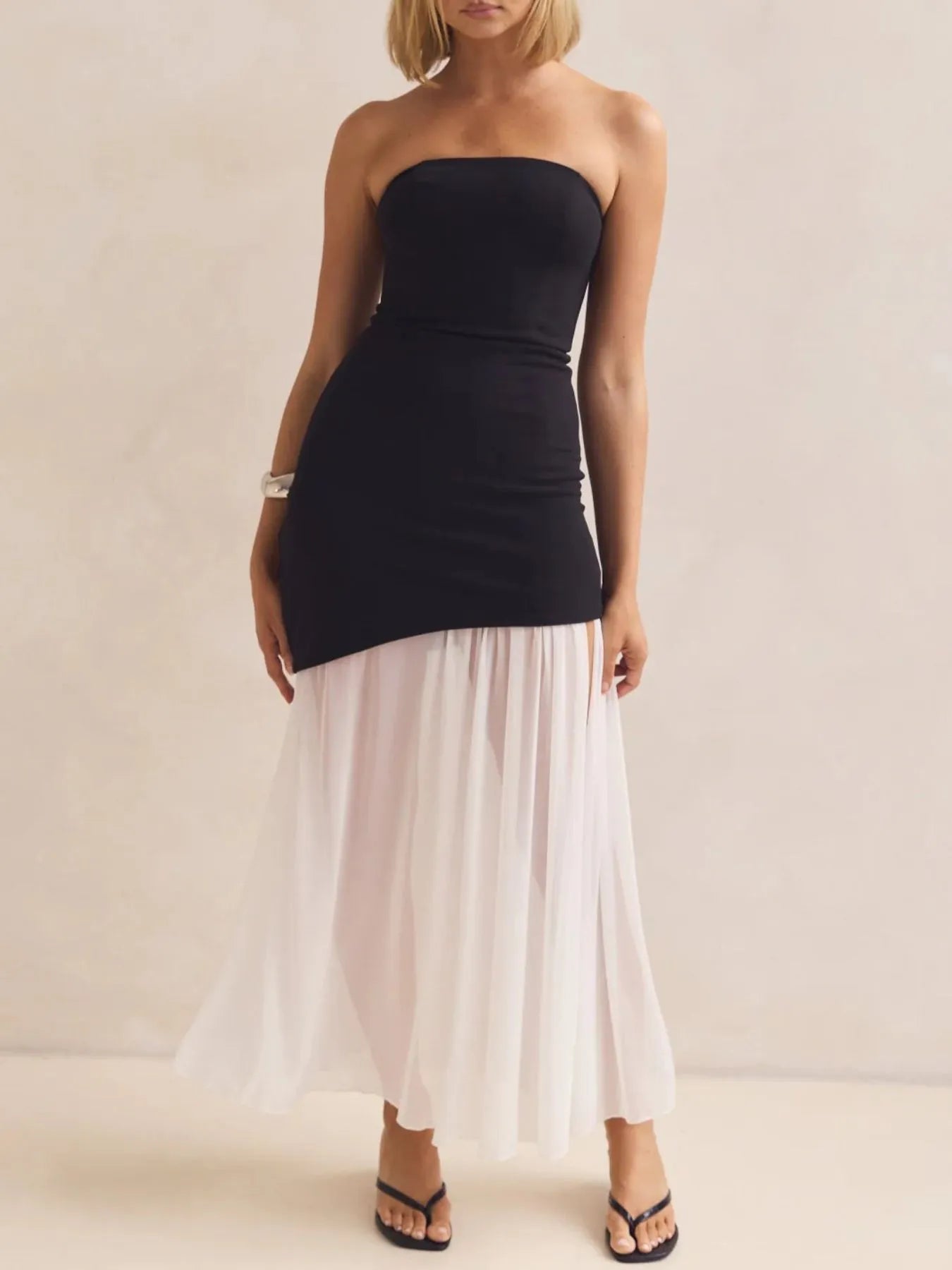Image of Layered Slit Tube Maxi Dress | Queeble.shop