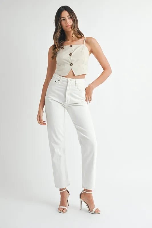 Image of MABLE Linen Mix Button Down Tank Top | Queeble.shop