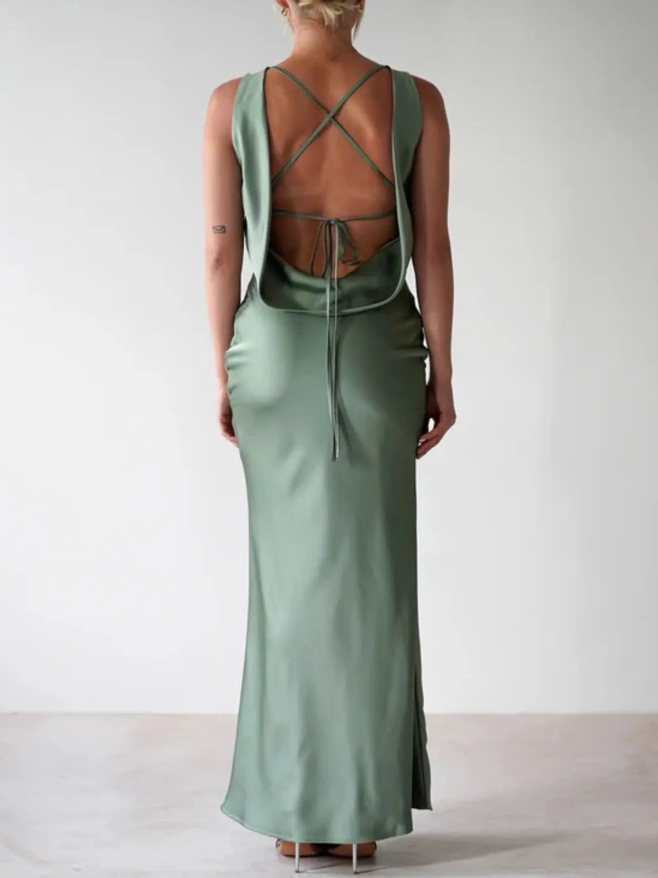 Image of Satin Sleeveless Maxi Dress | Queeble.shop