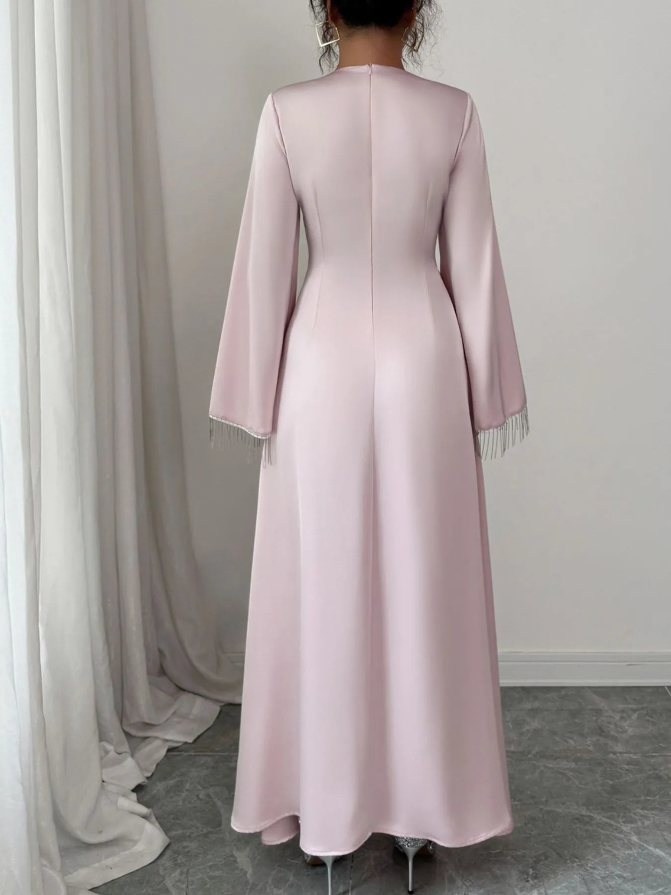 Image of Fringe Long Sleeve Bodycon Maxi Dress | Queeble.shop