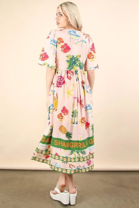Image of VERY J Button Down Printed Midi Dress | Queeble.shop