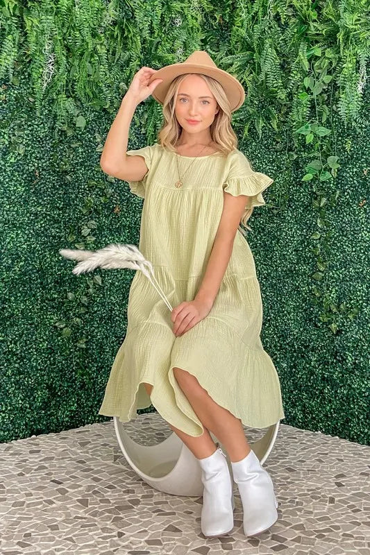 Image of And The Why Cotton Gauze Baby Doll Casual Dress | Queeble.shop