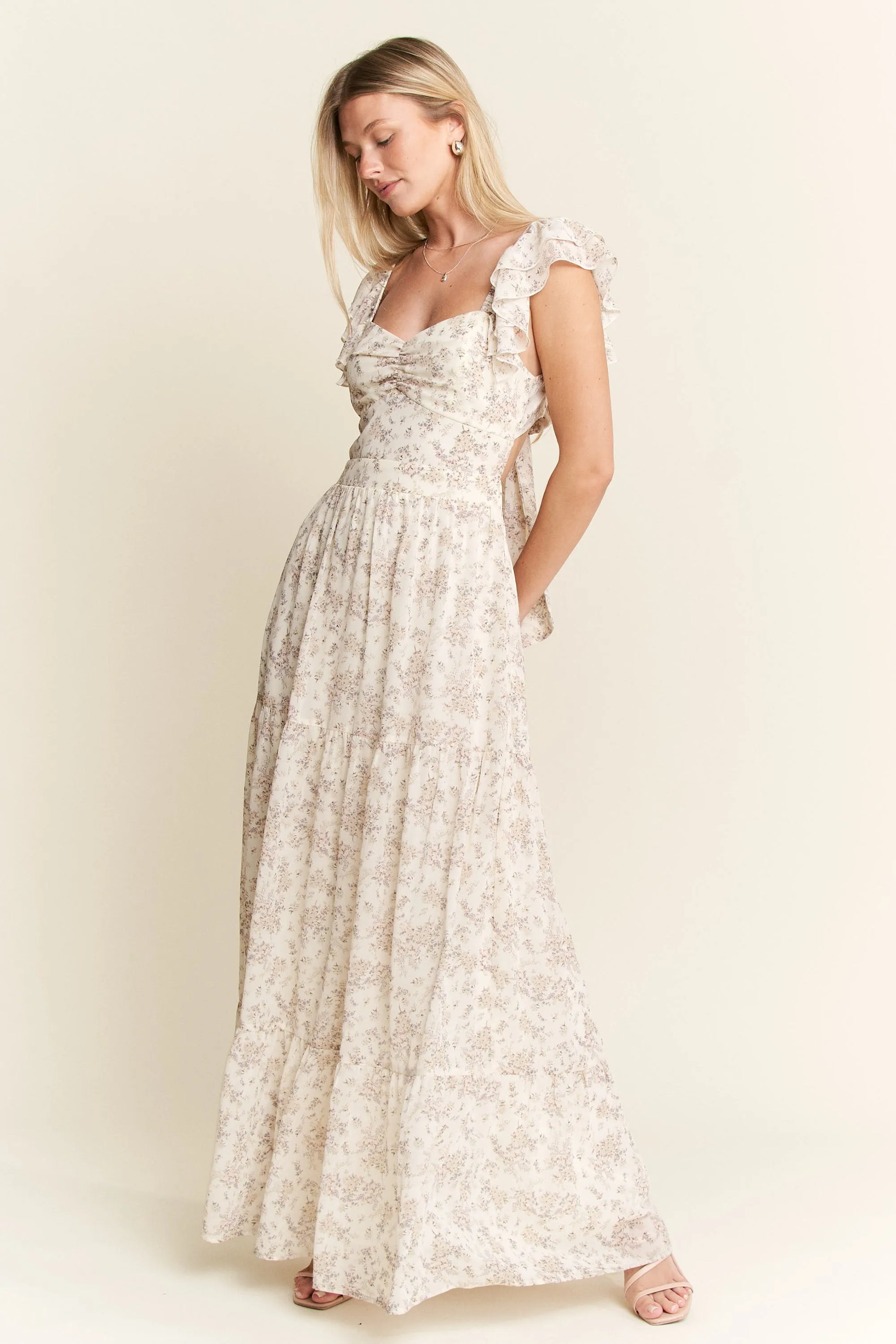 Image of Jade By Jane Full Size Ruffle Sleeve Tiered Maxi Dress Plus Size | Queeble.shop