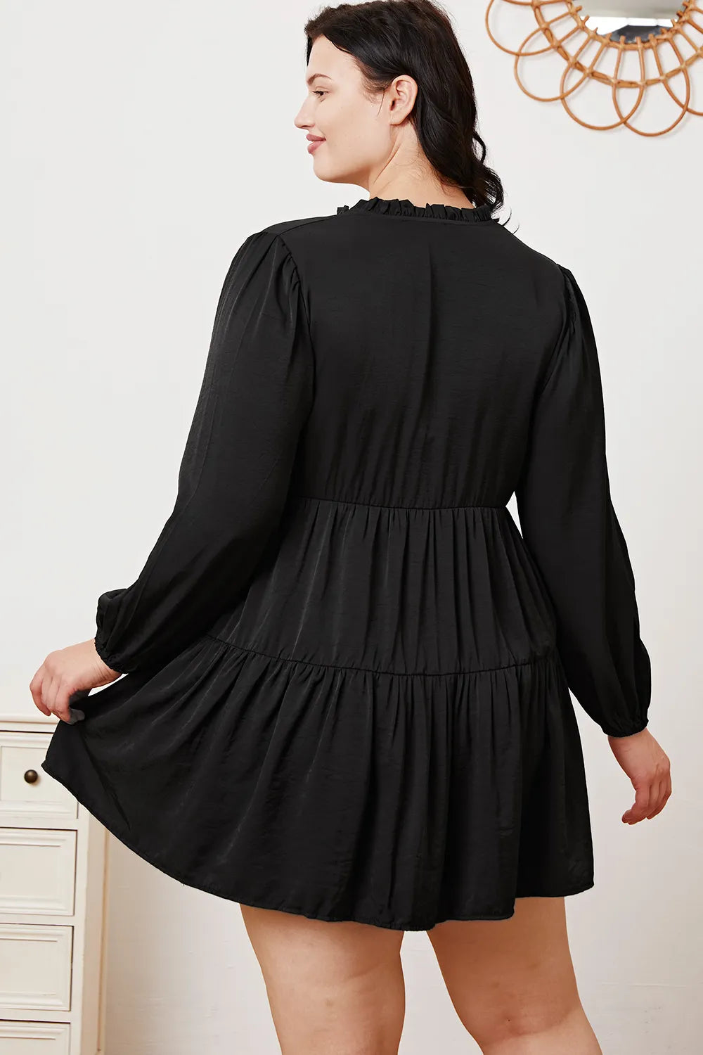 Image of Ruffled Button Up Long Sleeve Tiered Shirt | Queeble.shop