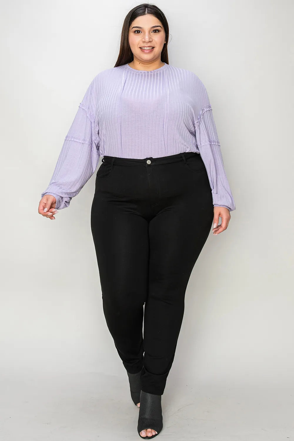 Image of Basic Bae Full Size Ribbed Round Neck Long Sleeve T-Shirt | Queeble.shop