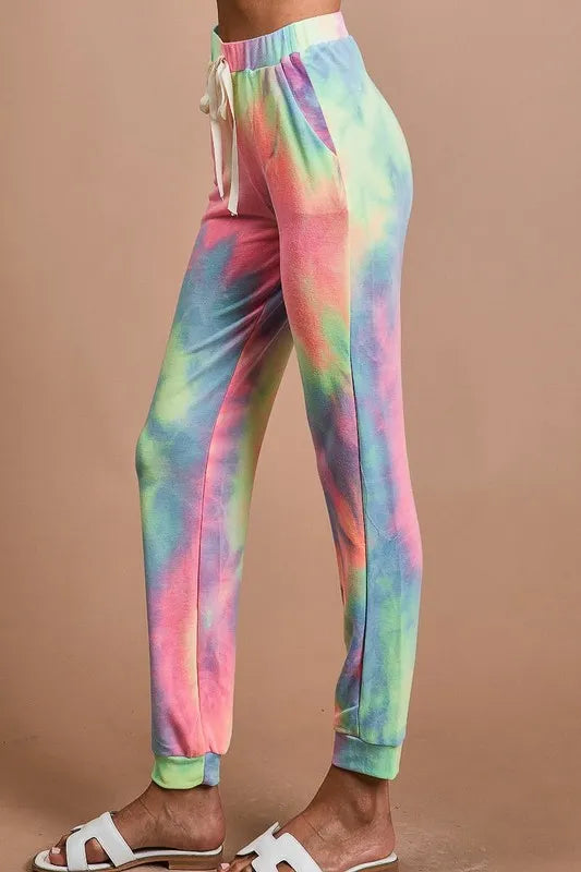 Image of BiBi Tie Dye French Terry Casual Pants | Queeble.shop