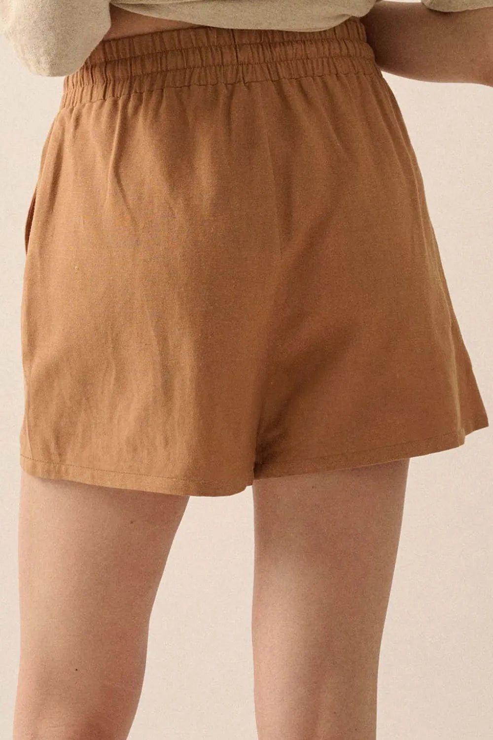 Image of Embroidered Boho Tasseled Drawstring Elastic Waist Casual Shorts | Queeble.shop